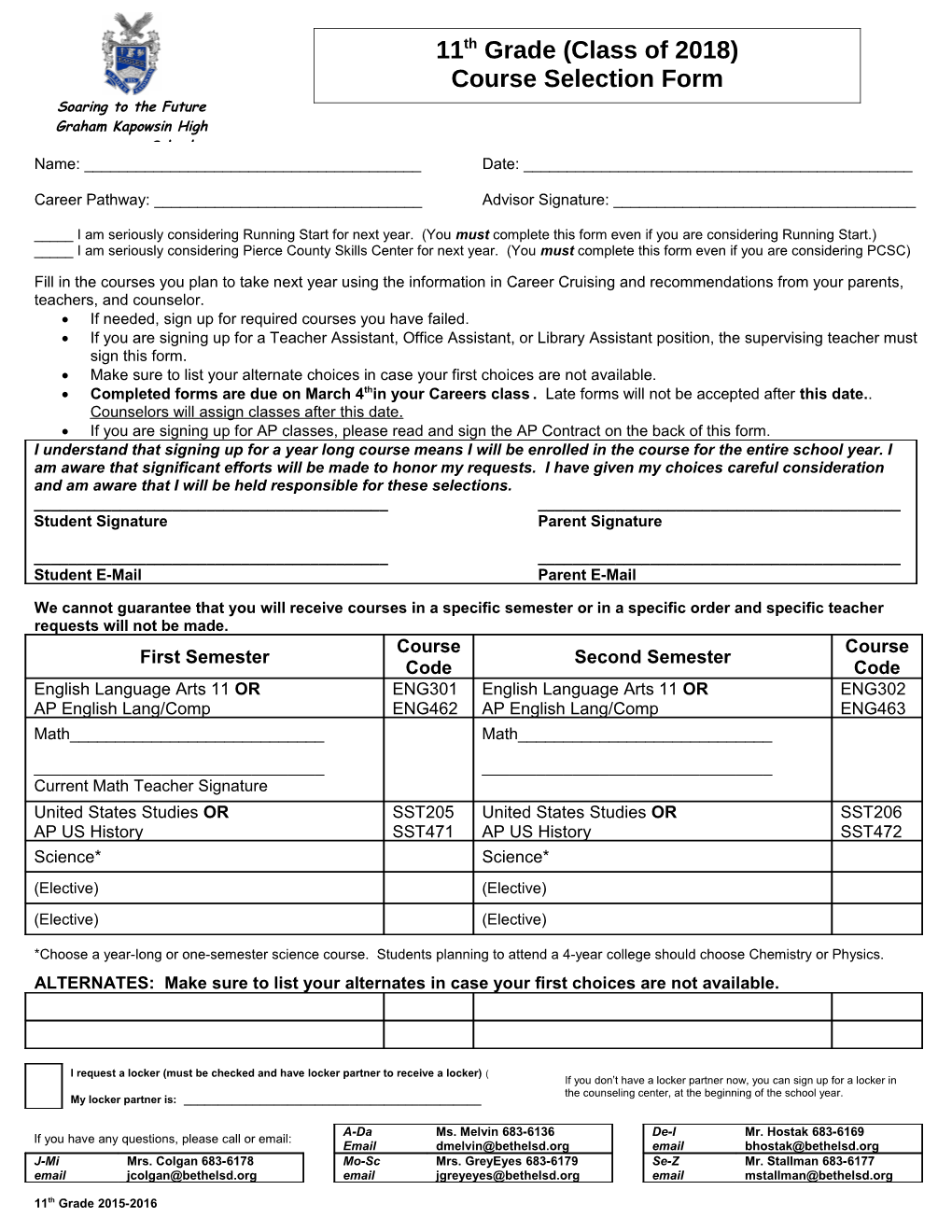 Schedule Planning Page