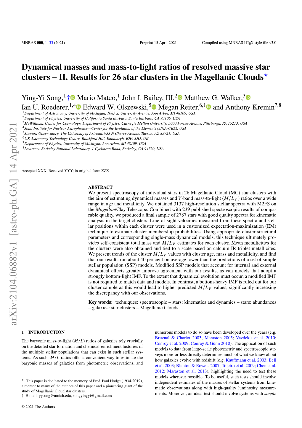 II. Results for 26 Star Clusters in the Magellanic Clouds★