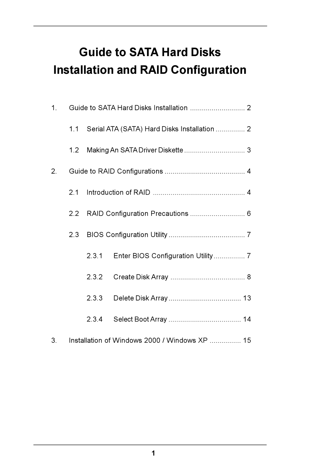 Guide to SATA Hard Disks Installation and RAID Configuration