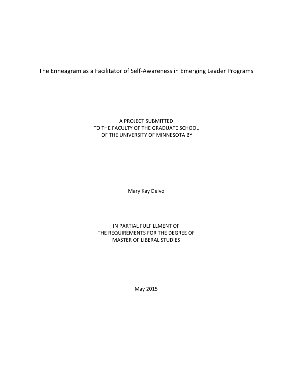 The Enneagram As a Facilitator of Self-Awareness in Emerging Leader Programs