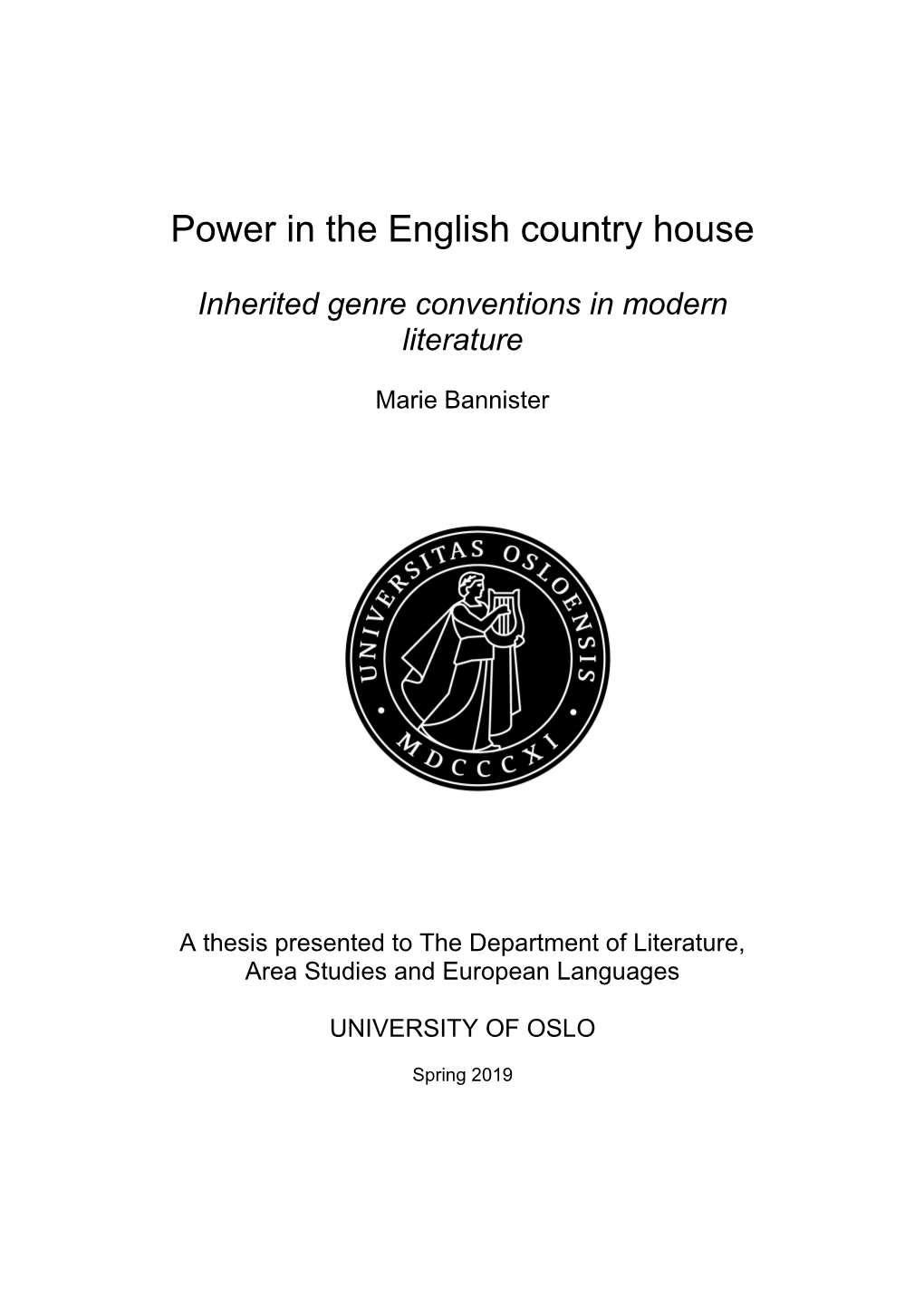 Power in the English Country House