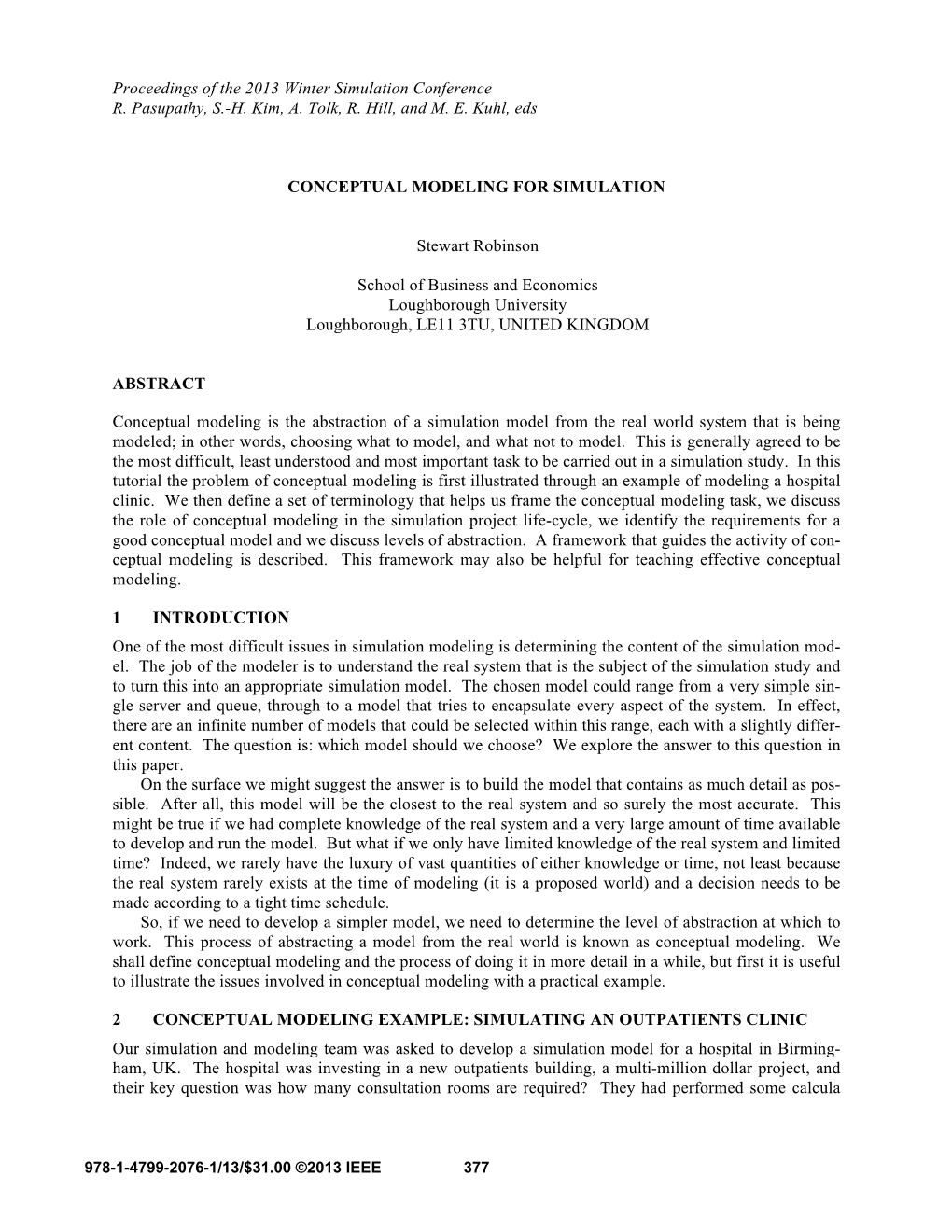 Conceptual Modeling for Simulation