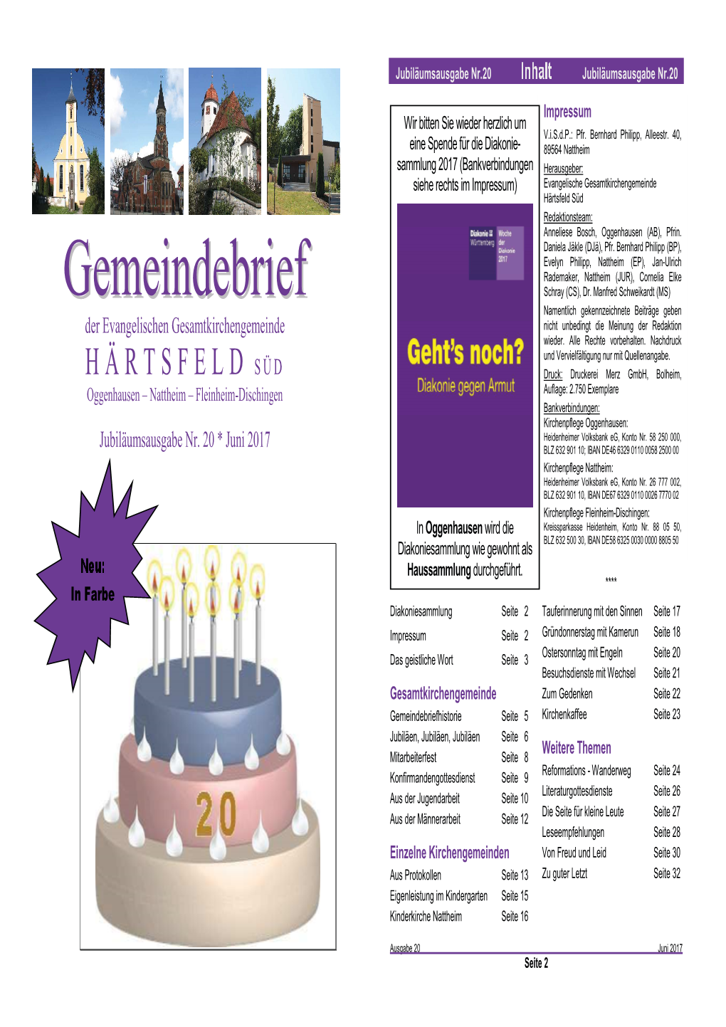 Gemeindebriefhistorie Seite 5 Kirchenkaffee Seite 23