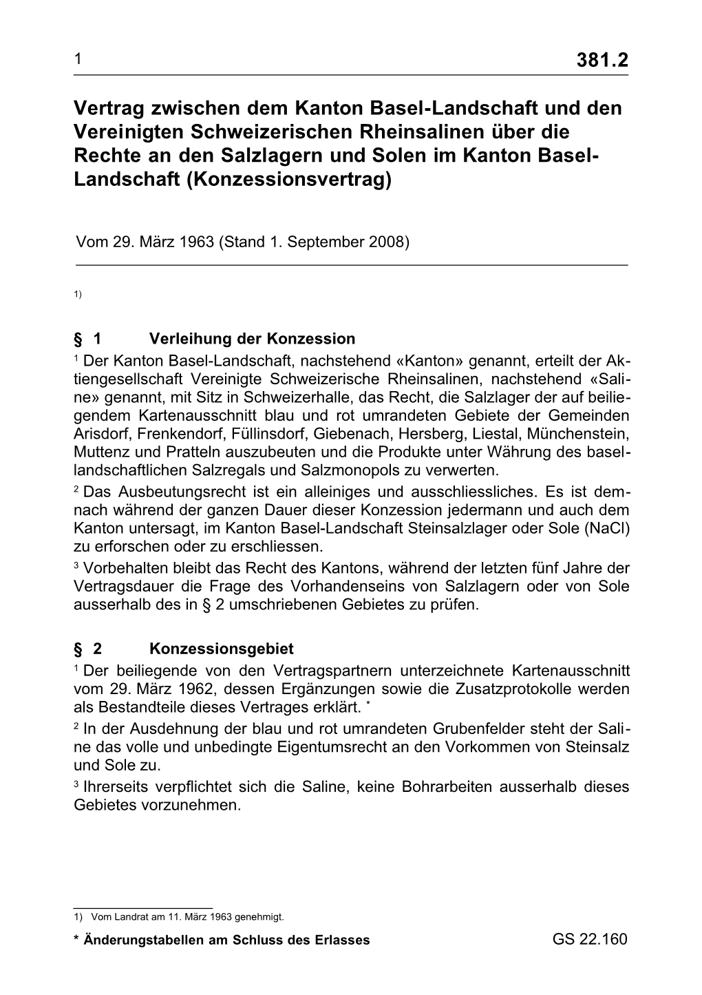 Vertrag Zwischen Dem Kanton Basel-Landschaft Und Den