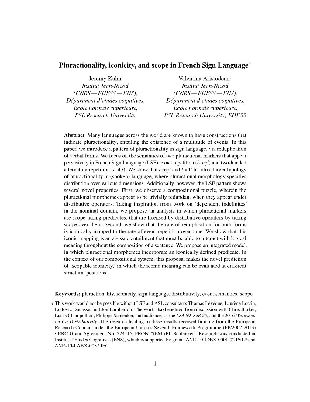 Pluractionality, Iconicity, and Scope in French Sign Language*