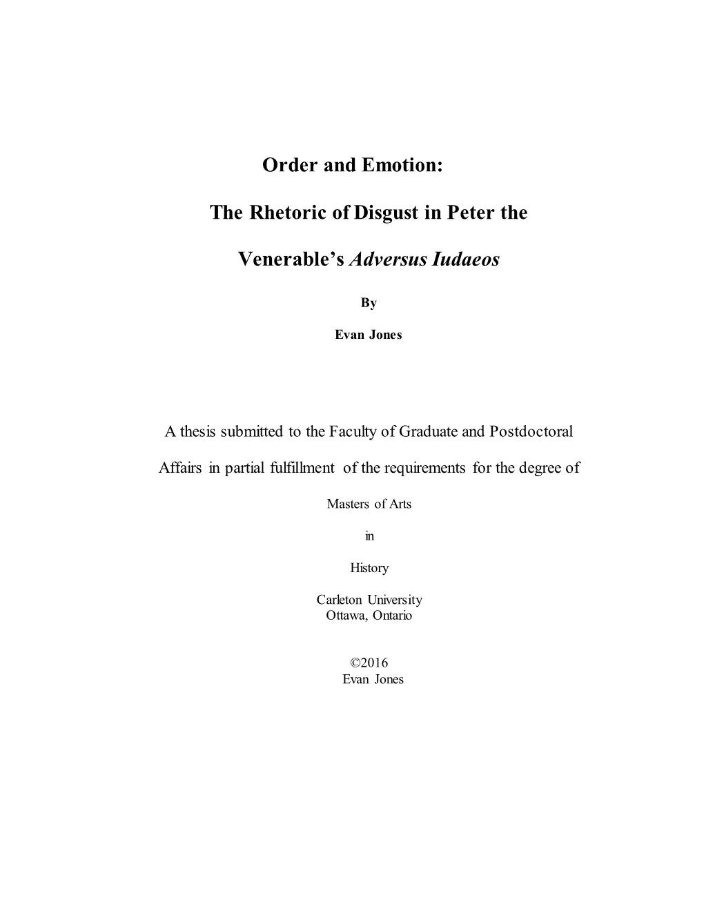Order and Emotion: the Rhetoric of Disgust in Peter the Venerable's