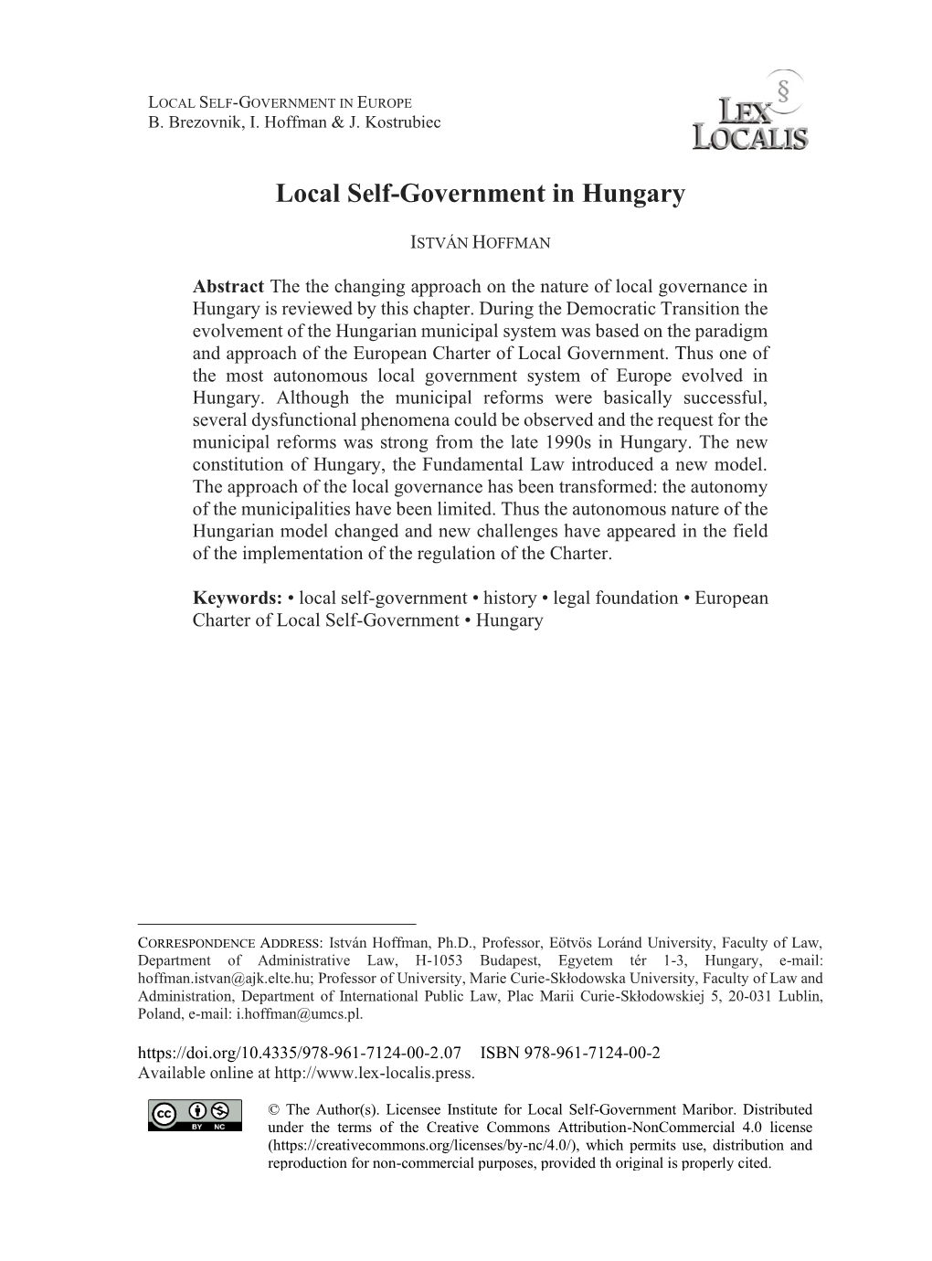 Local Self-Government in Hungary