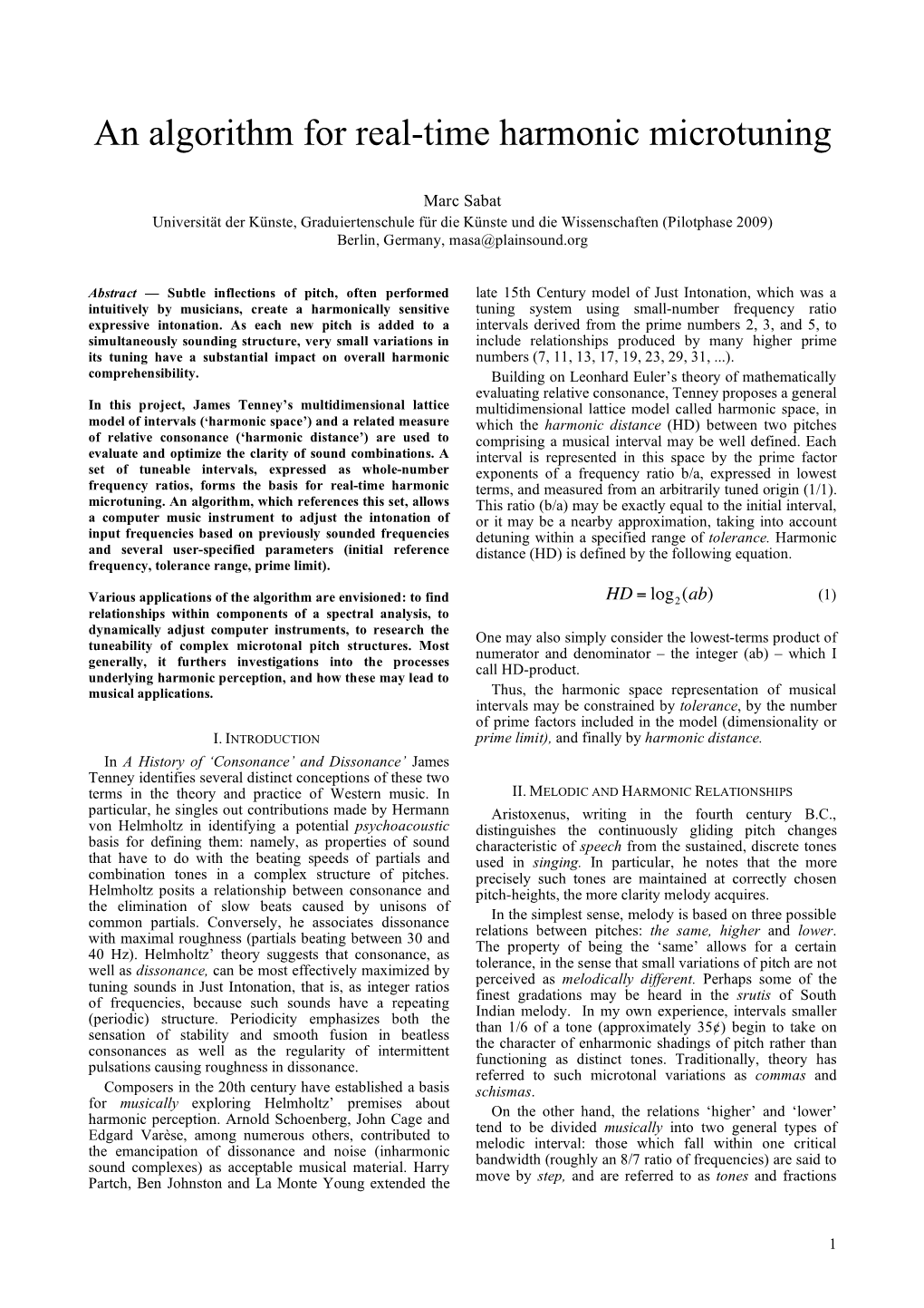 An Algorithm for Real-Time Harmonic Microtuning