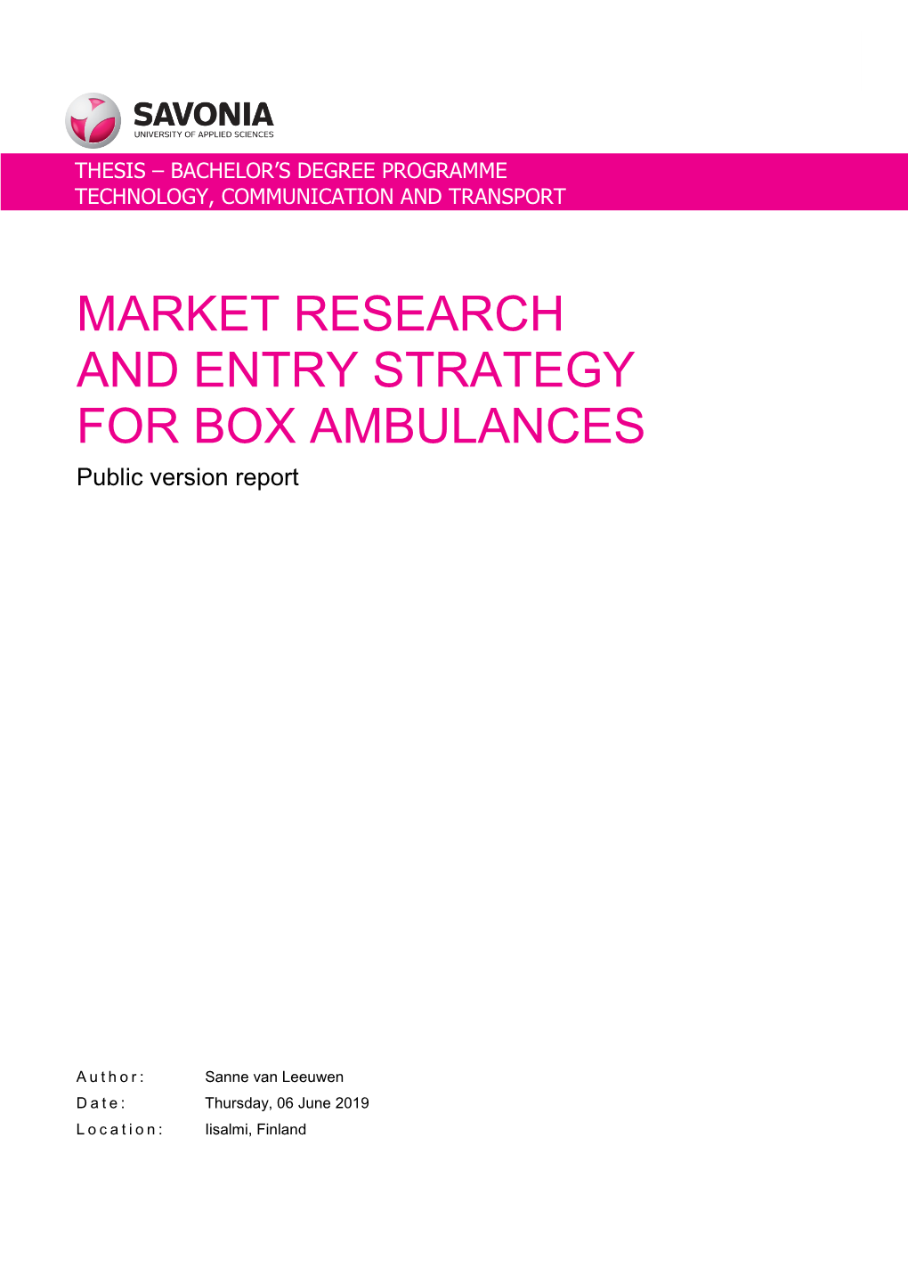 Market Research and Entry Strategy for Box Ambulances