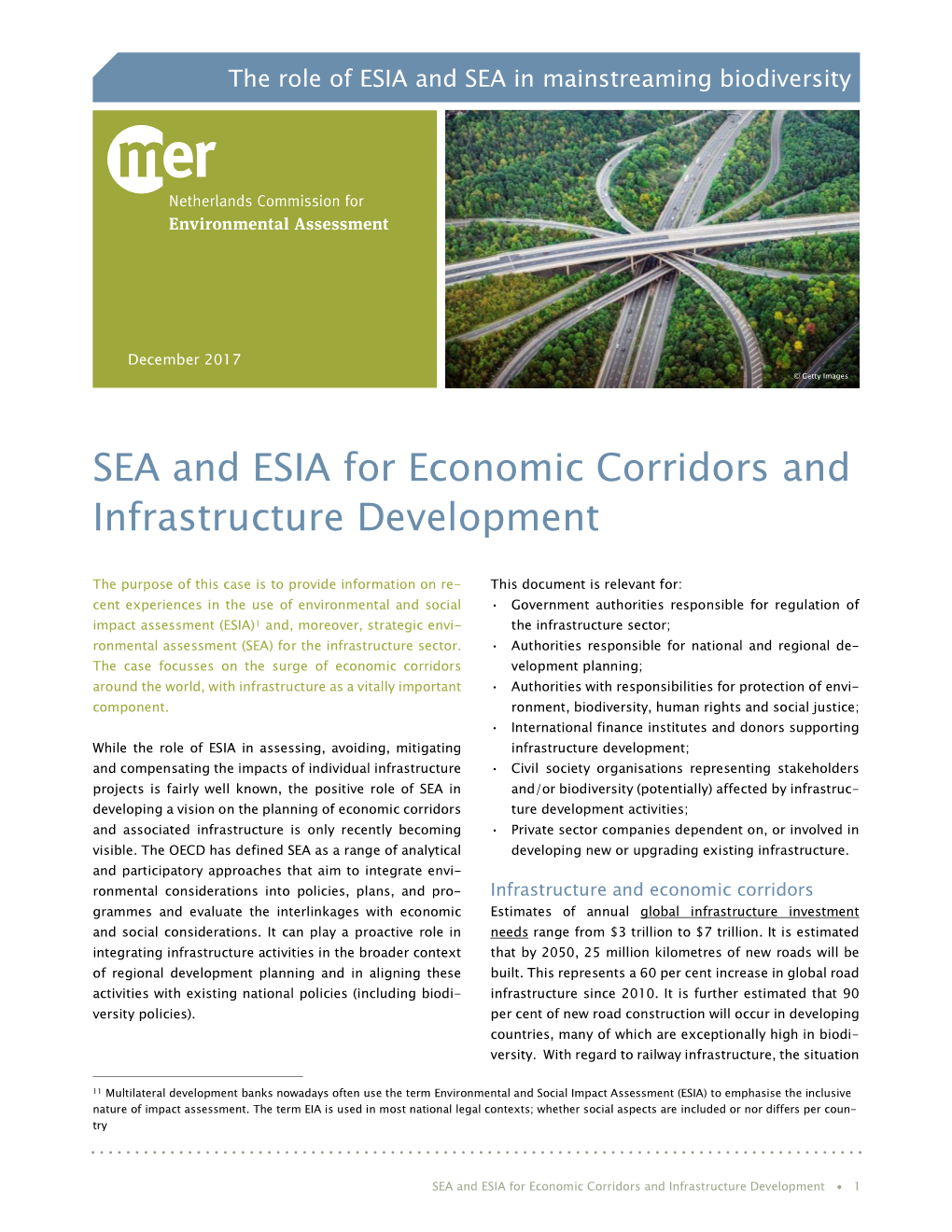 SEA and ESIA for Economic Corridors and Infrastructure Development