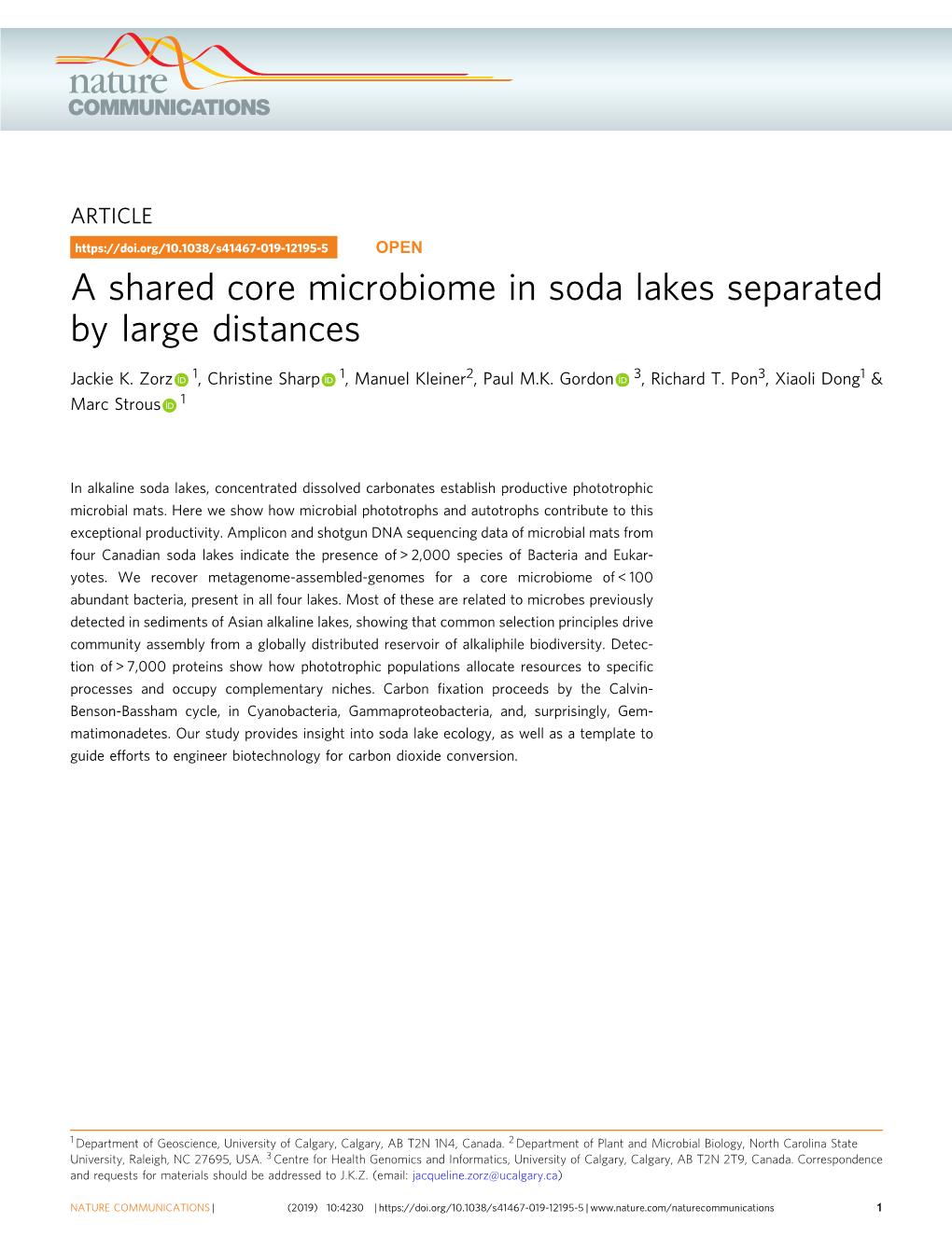 A Shared Core Microbiome in Soda Lakes Separated by Large Distances