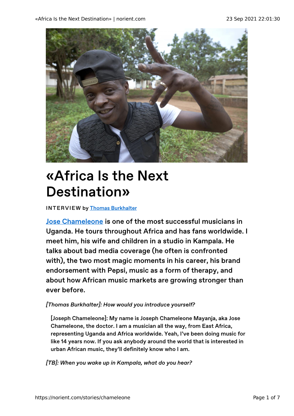 «Africa Is the Next Destination» | Norient.Com 23 Sep 2021 22:01:30