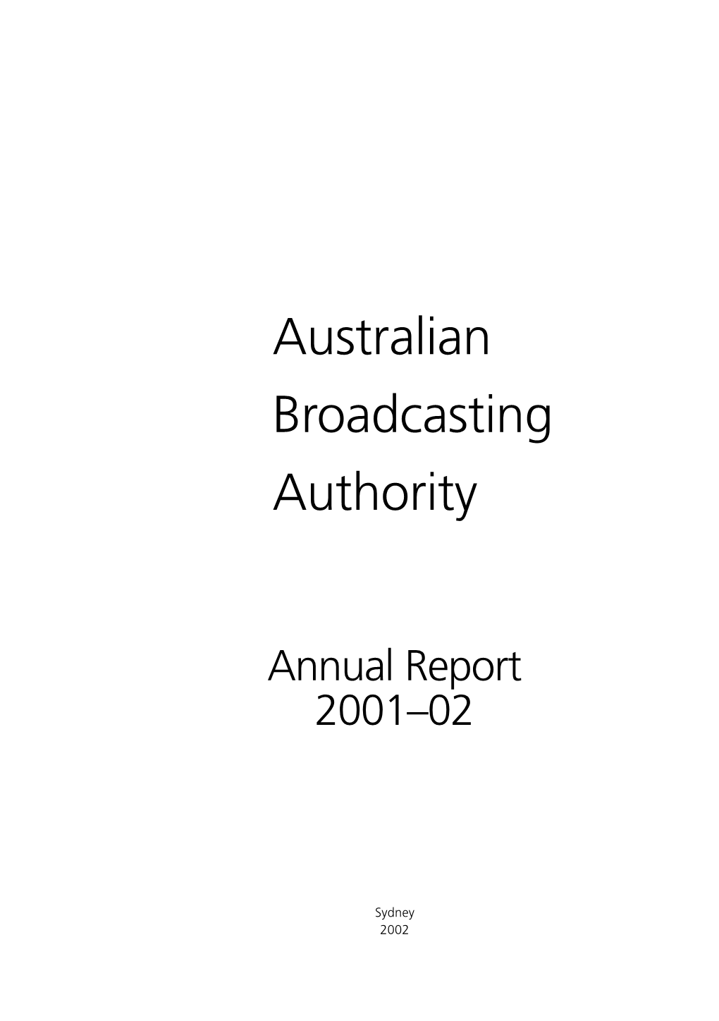 Australian Broadcasting Authority Annual Report 2001-02