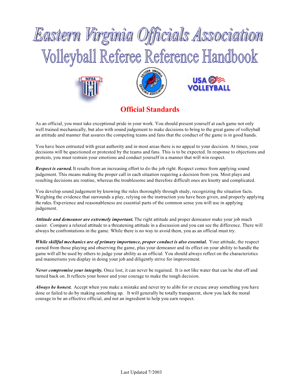 EVOA Volleyball Referee Handbook