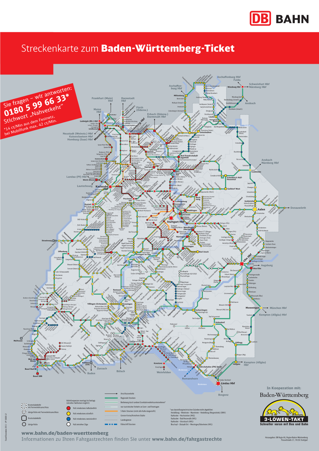 Streckenkarte Zum Baden-Württemberg-Ticket