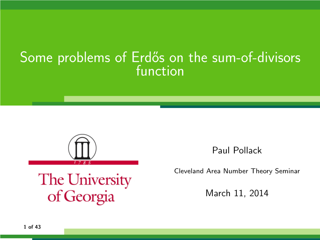 Some Problems of Erdős on the Sum-Of-Divisors Function