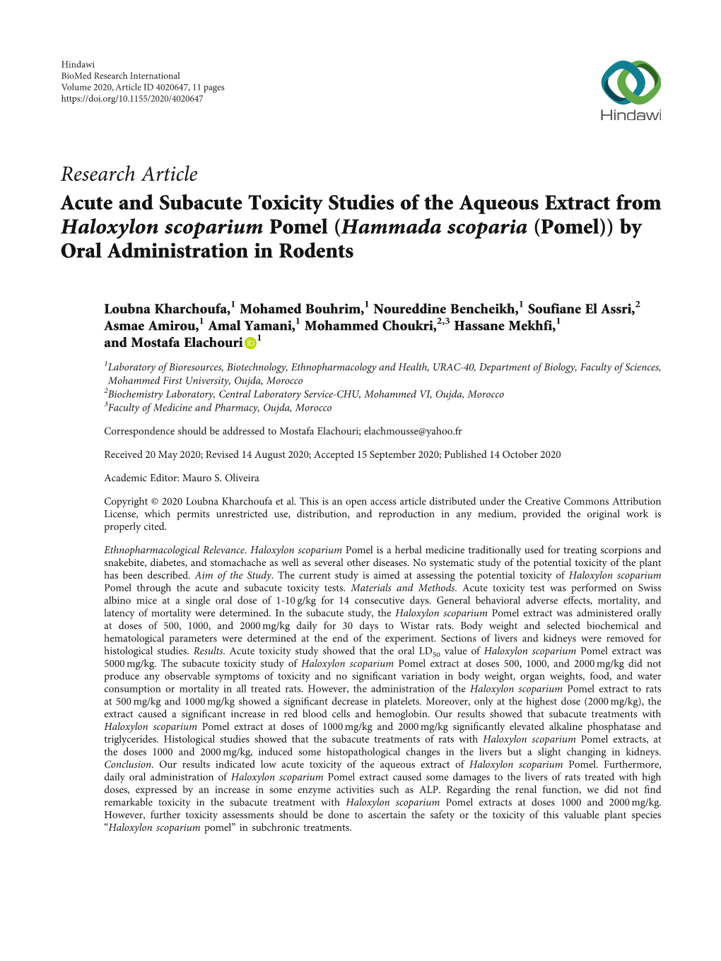 Research Article Acute and Subacute Toxicity Studies of the Aqueous
