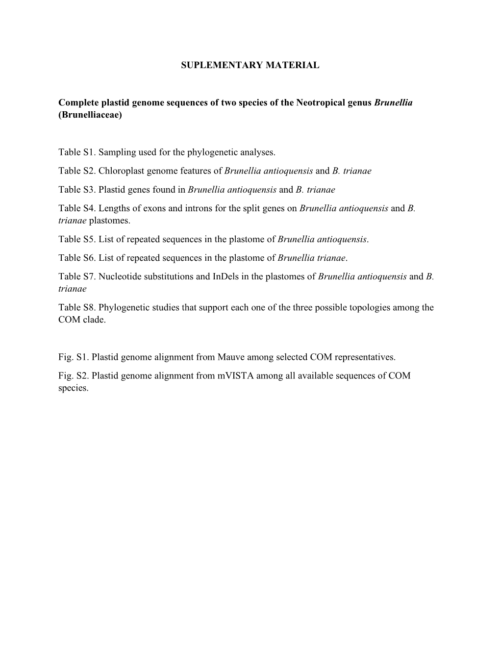 SUPLEMENTARY MATERIAL Complete Plastid