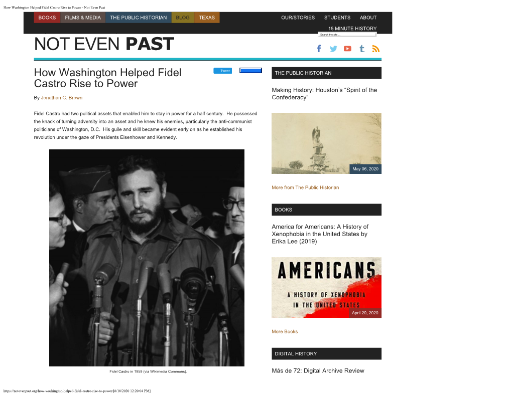 How Washington Helped Fidel Castro Rise to Power - Not Even Past