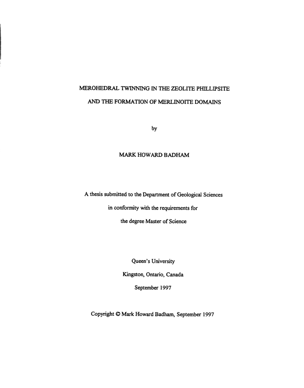 MEROHEDRAL TWINNING in the ZEOLITE Phlllipsite and THE