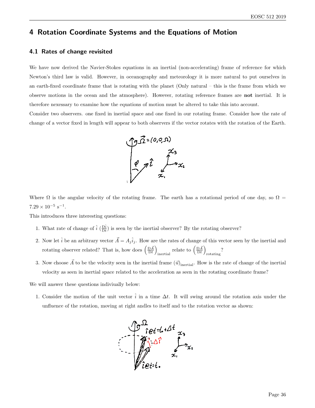 4 Rotation Coordinate Systems and the Equations of Motion