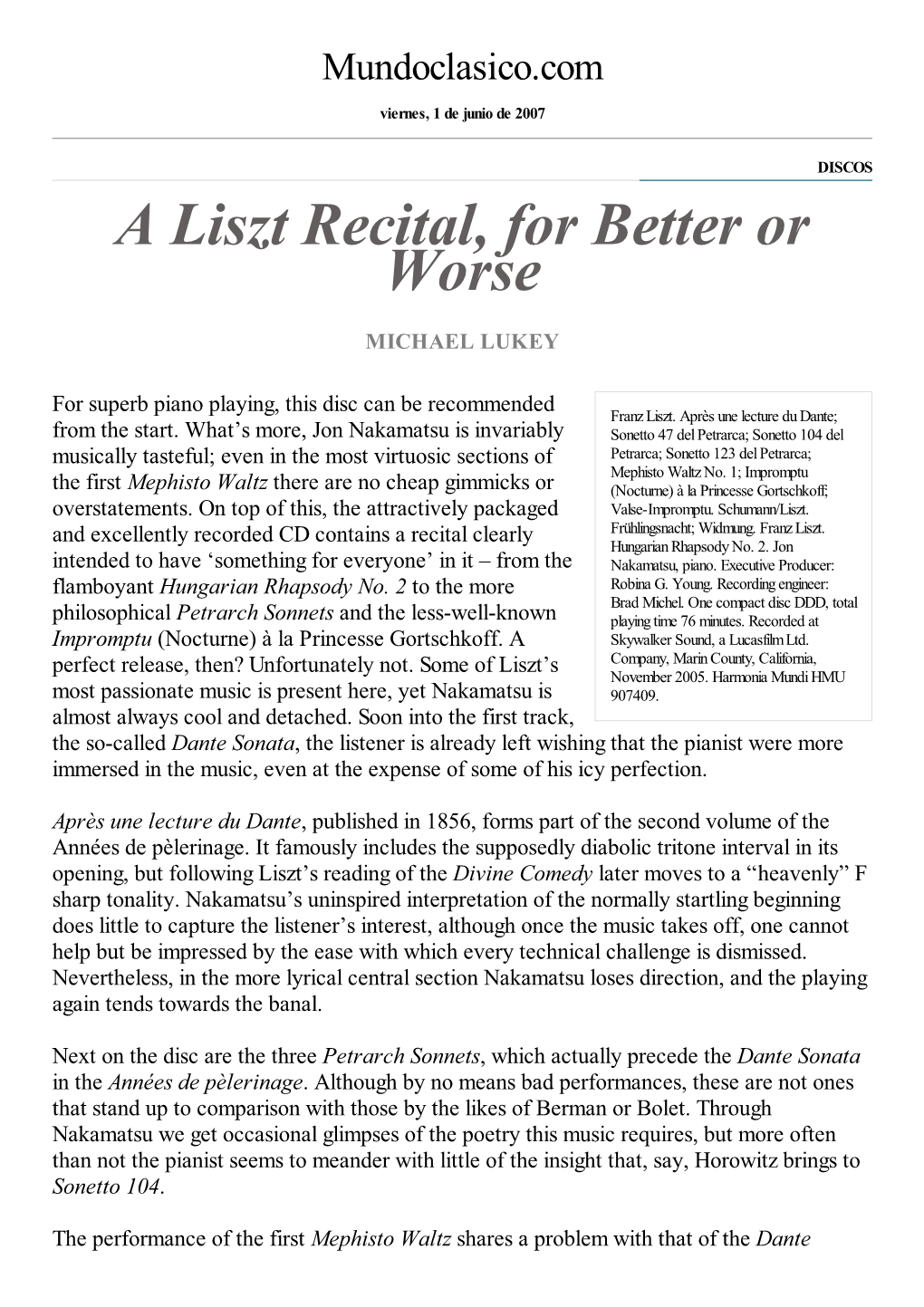 A Liszt Recital, for Better Or Worse