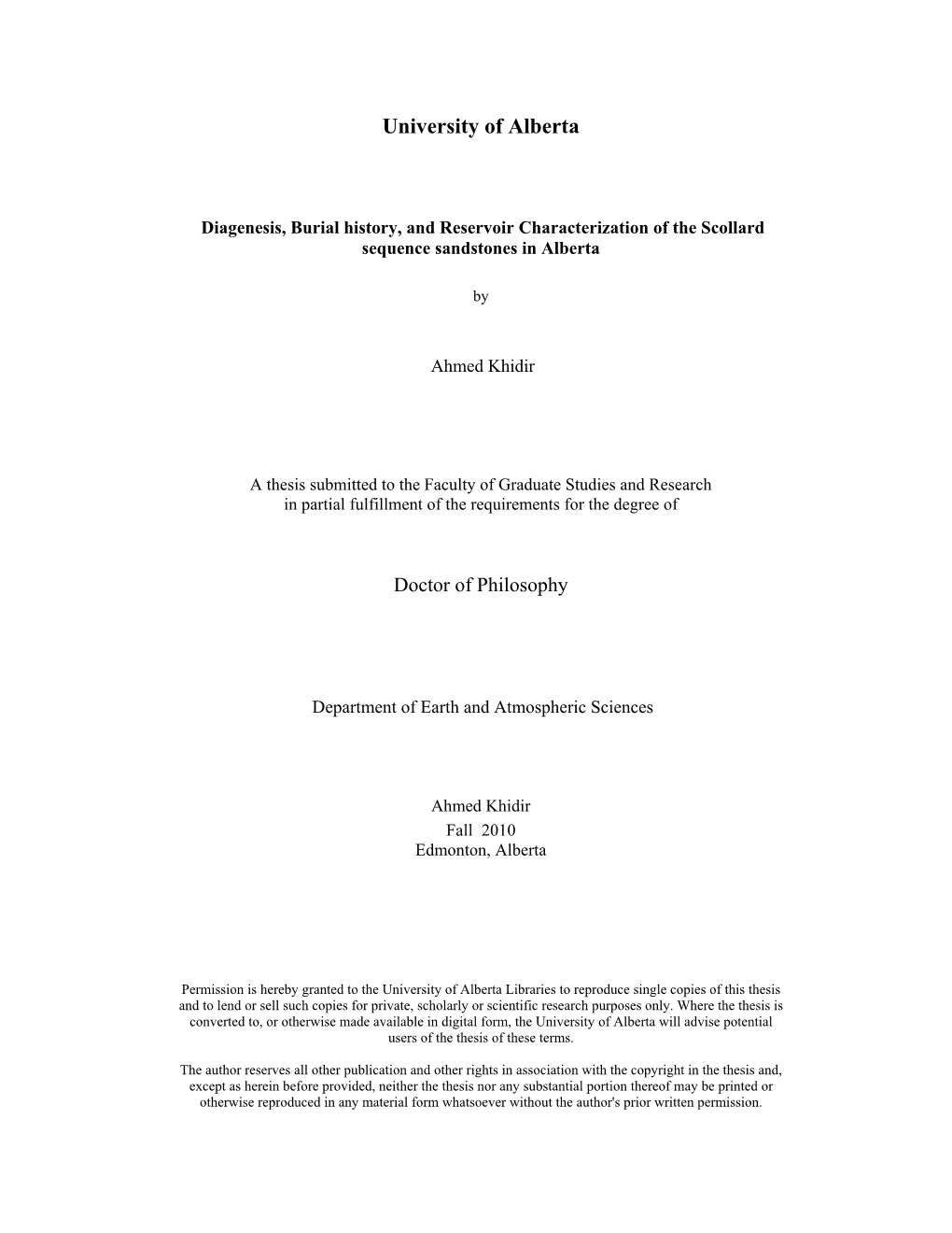 Diagenesis, Burial History, and Reservoir Characterization of the Scollard Sequence Sandstones in Alberta