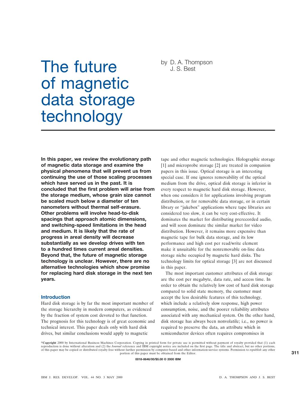 The Future of Magnetic Data Storage Technology