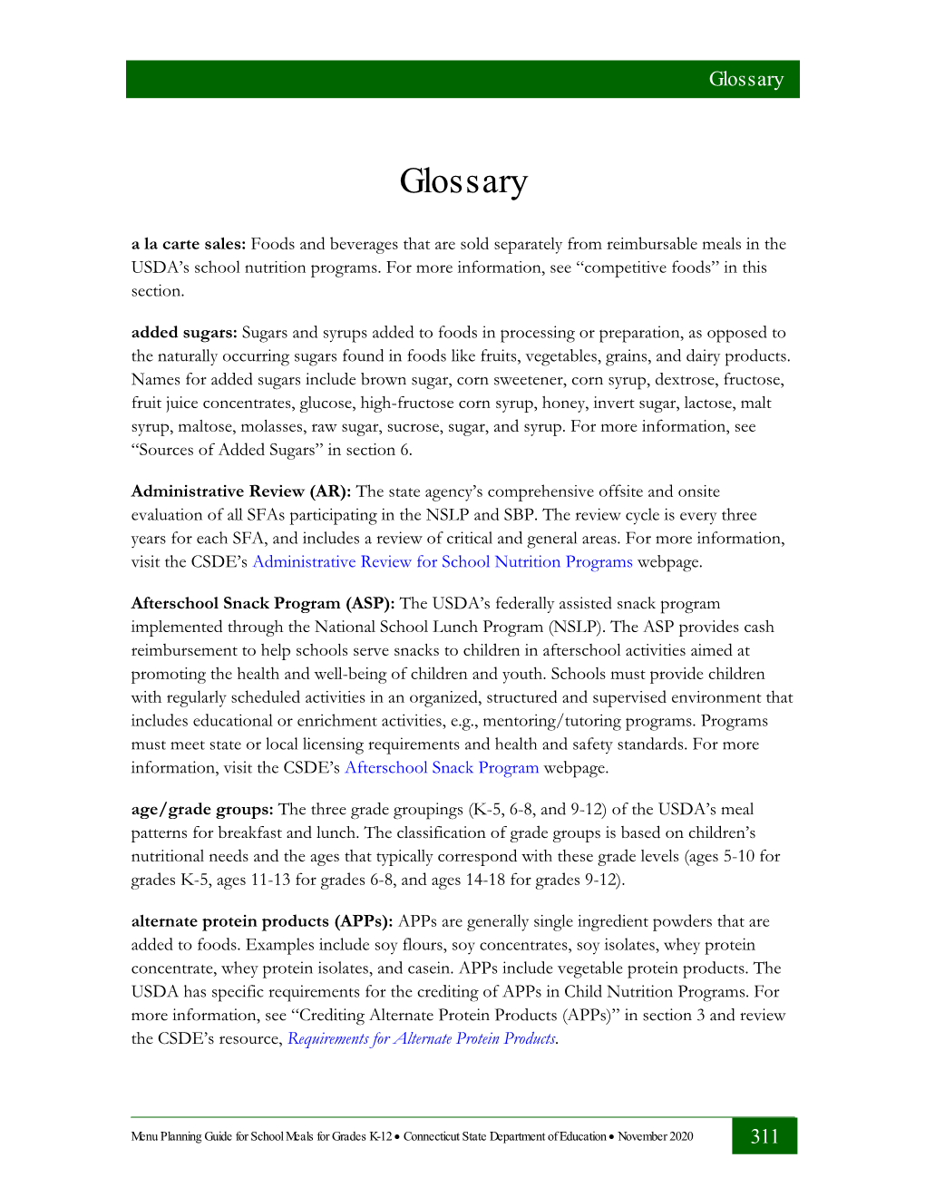 Menu Planning Guide: Glossary