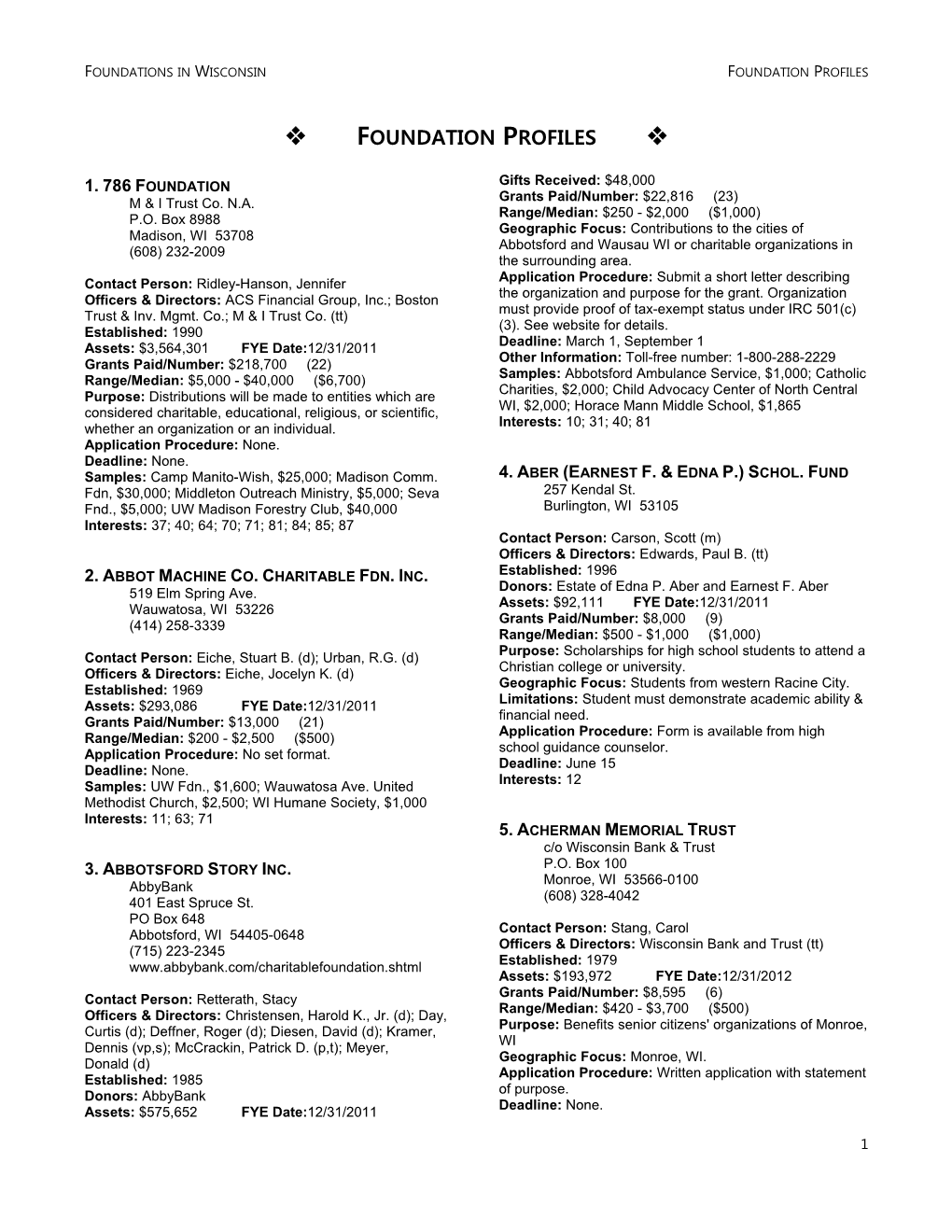 Foundation Profiles