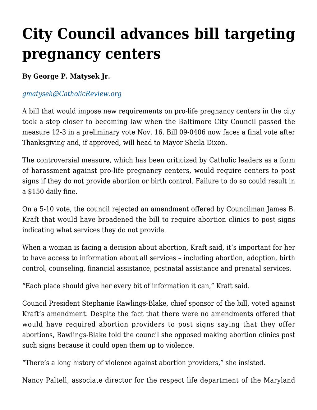 City Council Advances Bill Targeting Pregnancy Centers