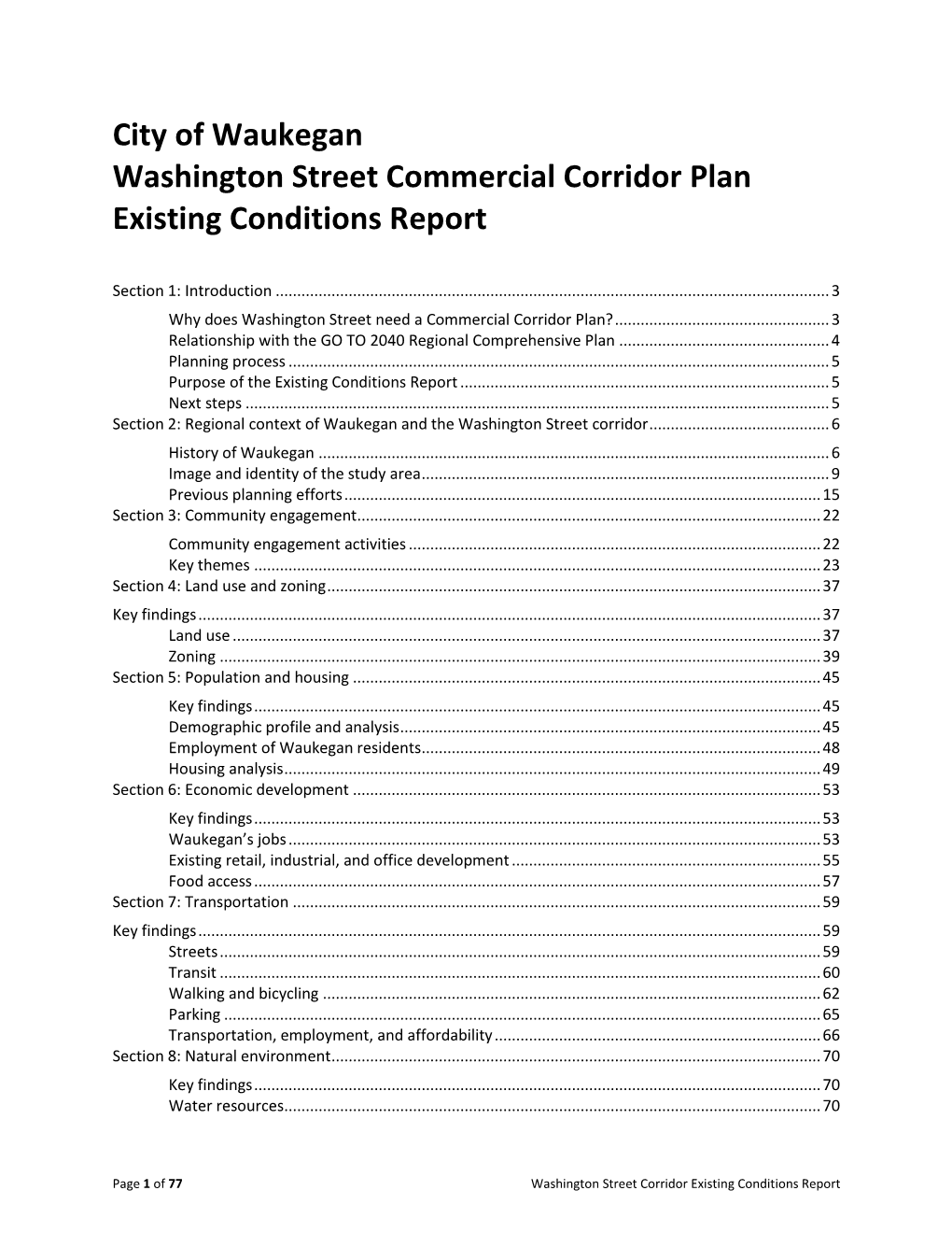 City of Waukegan Washington Street Commercial Corridor Plan Existing Conditions Report