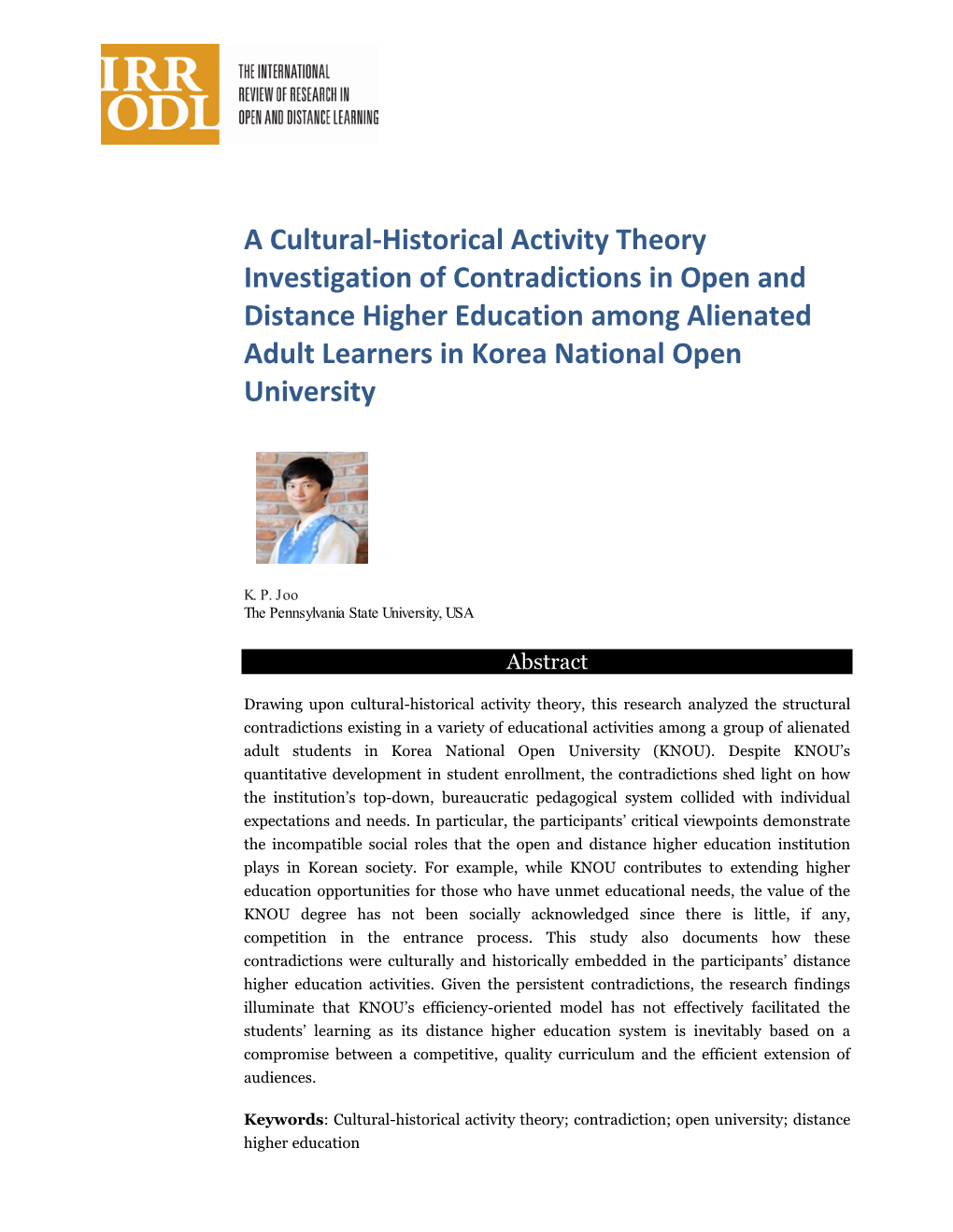 A Cultural-Historical Activity Theory Investigation of Contradictions In