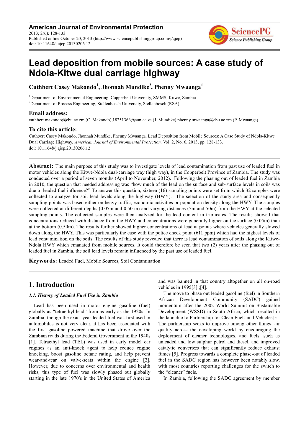 A Case Study of Ndola-Kitwe Dual Carriage Highway