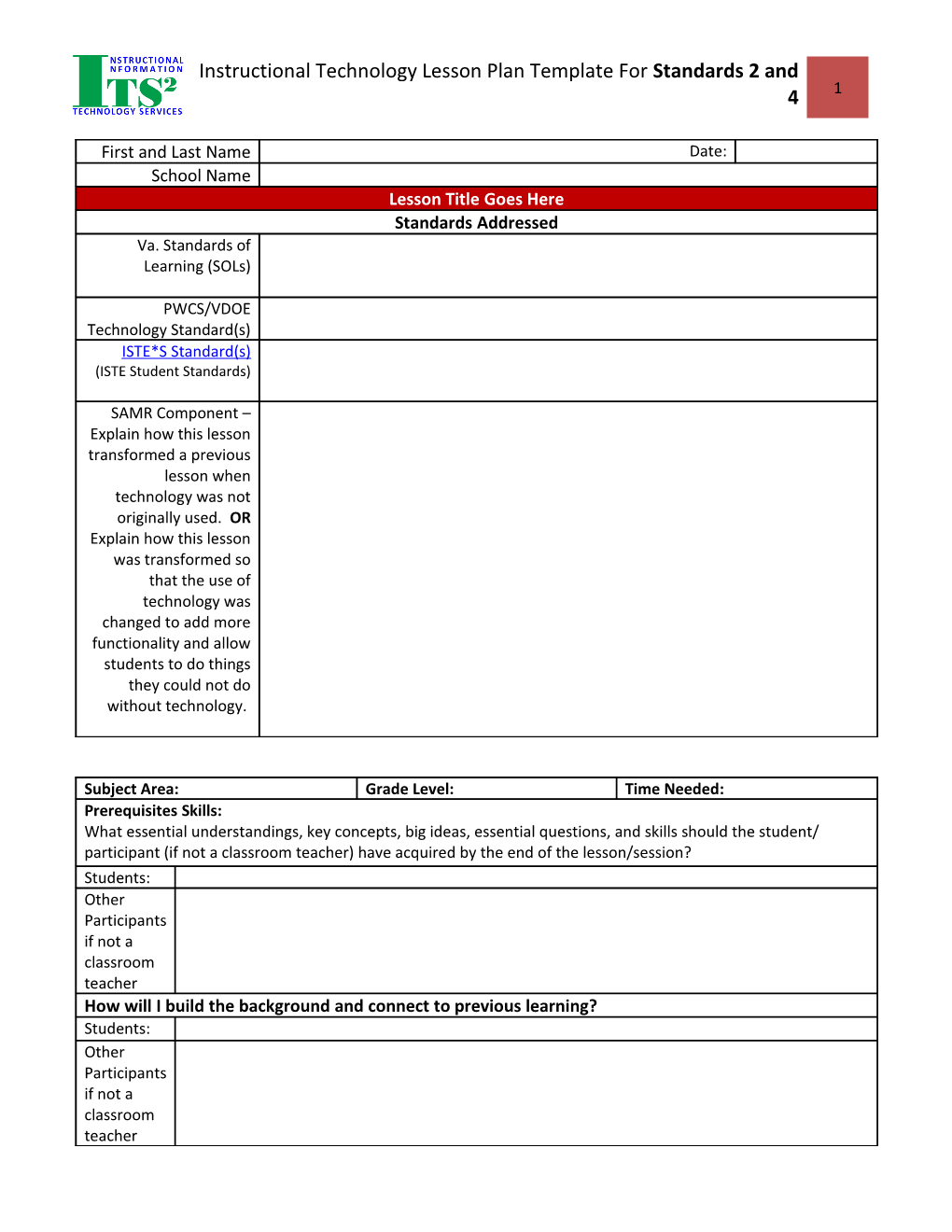 Instructional Technology Lesson Plan Template