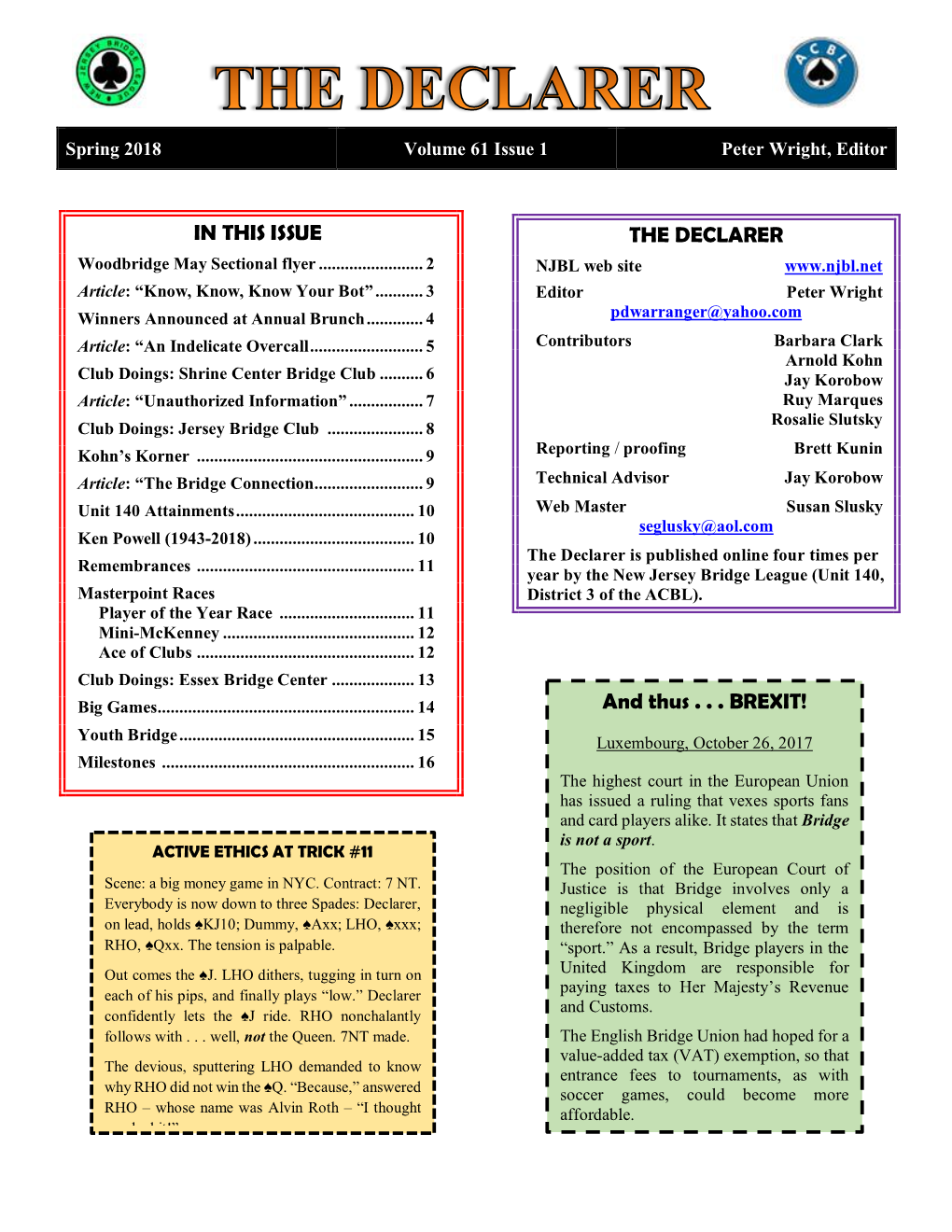 IN THIS ISSUE the DECLARER Woodbridge May Sectional Flyer