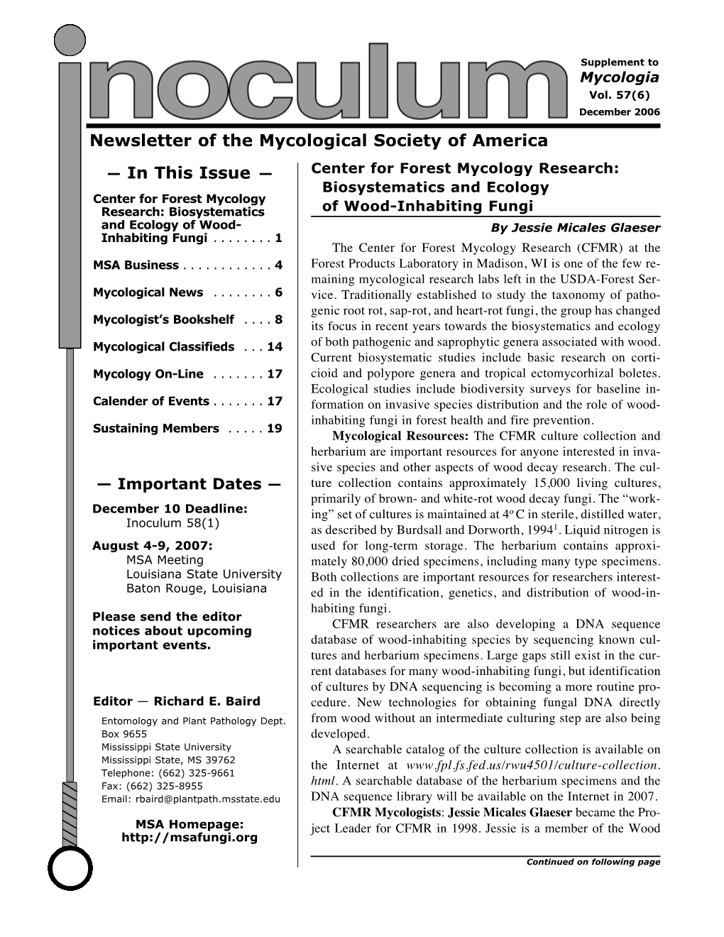 Inoculum 58(1) As Described by Burdsall and Dorworth, 19941