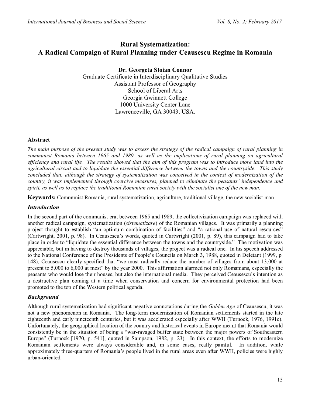 Rural Systematization: a Radical Campaign of Rural Planning Under Ceausescu Regime in Romania