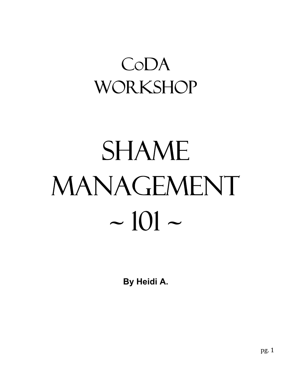 Shame Management ~ 101 ~