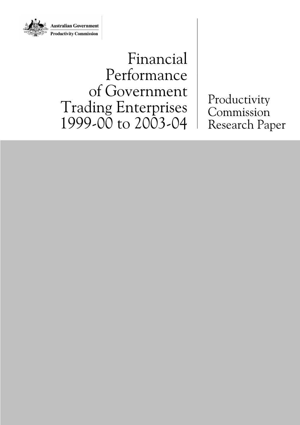 Financial Performance of Government Trading Enterprises 1999-00 To