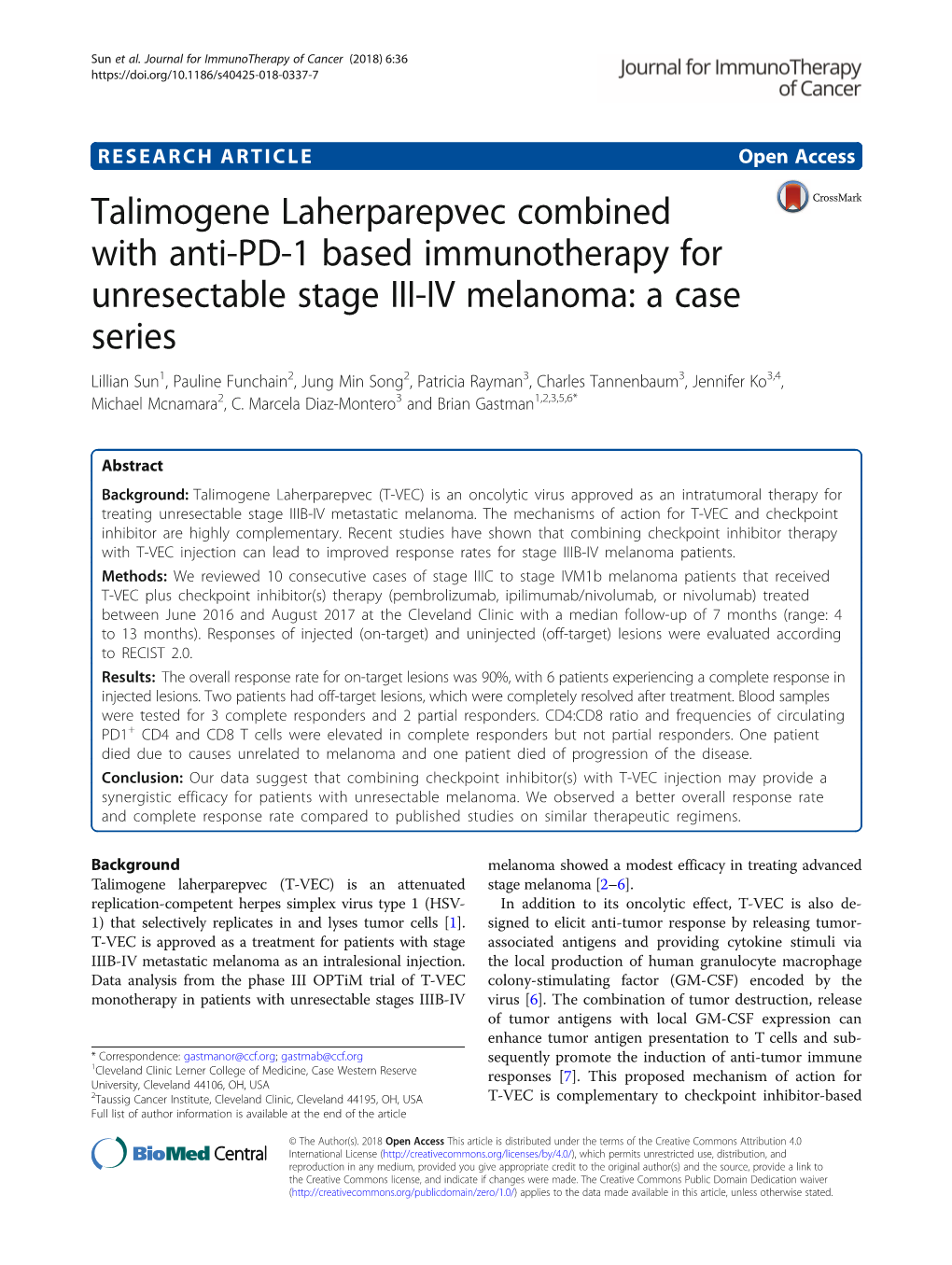 Talimogene Laherparepvec Combined with Anti-PD-1 Based