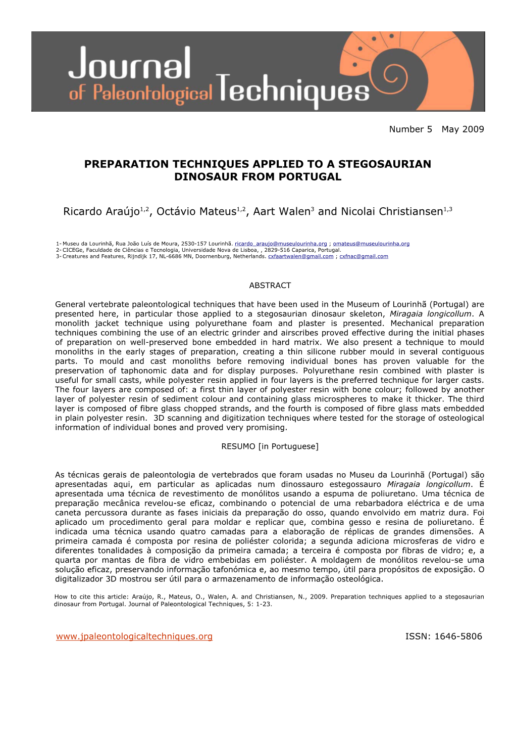 Preparation Techniques Applied to a Stegosaurian Dinosaur from Portugal