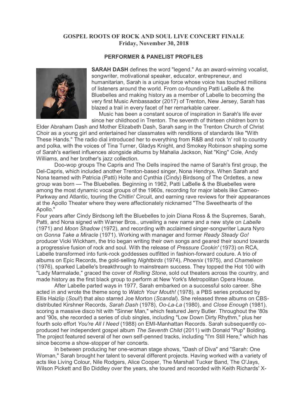 Performer & Panelist Profiles