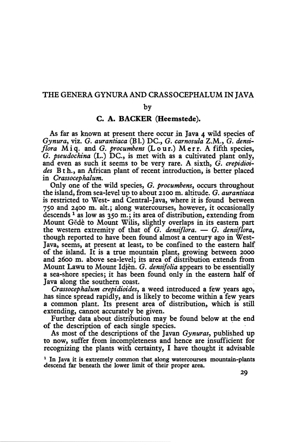 The Genera Gynura and Crassocephalum in Java