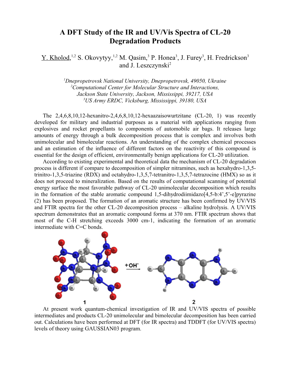 A DFT Study of the IR and UV/Vis Spectra of CL-20