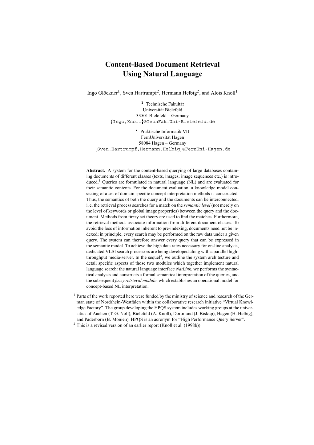 Content-Based Document Retrieval Using Natural Language