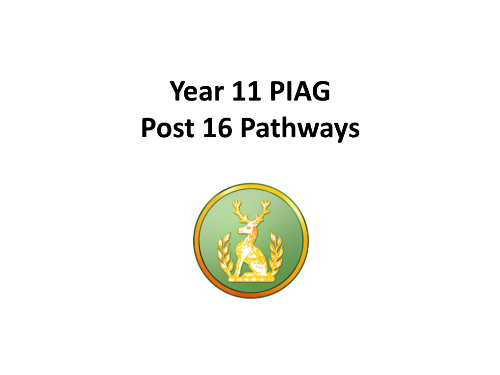 Year 11 PIAG Post 16 Pathways Vicky Brenton – Careers & Transition Manager