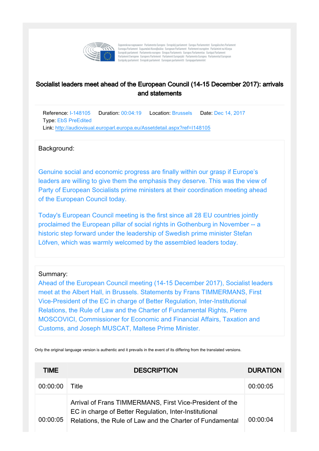 Socialist Leaders Meet Ahead of the European Council (14-15 December 2017): Arrivals and Statements