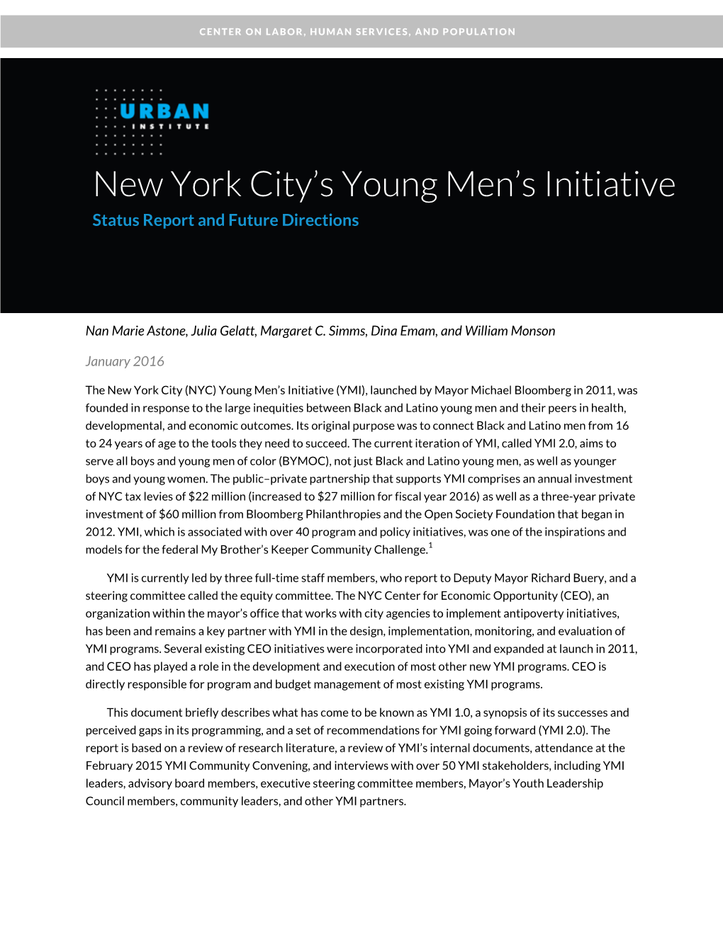 New York City's Young Men's Initiative