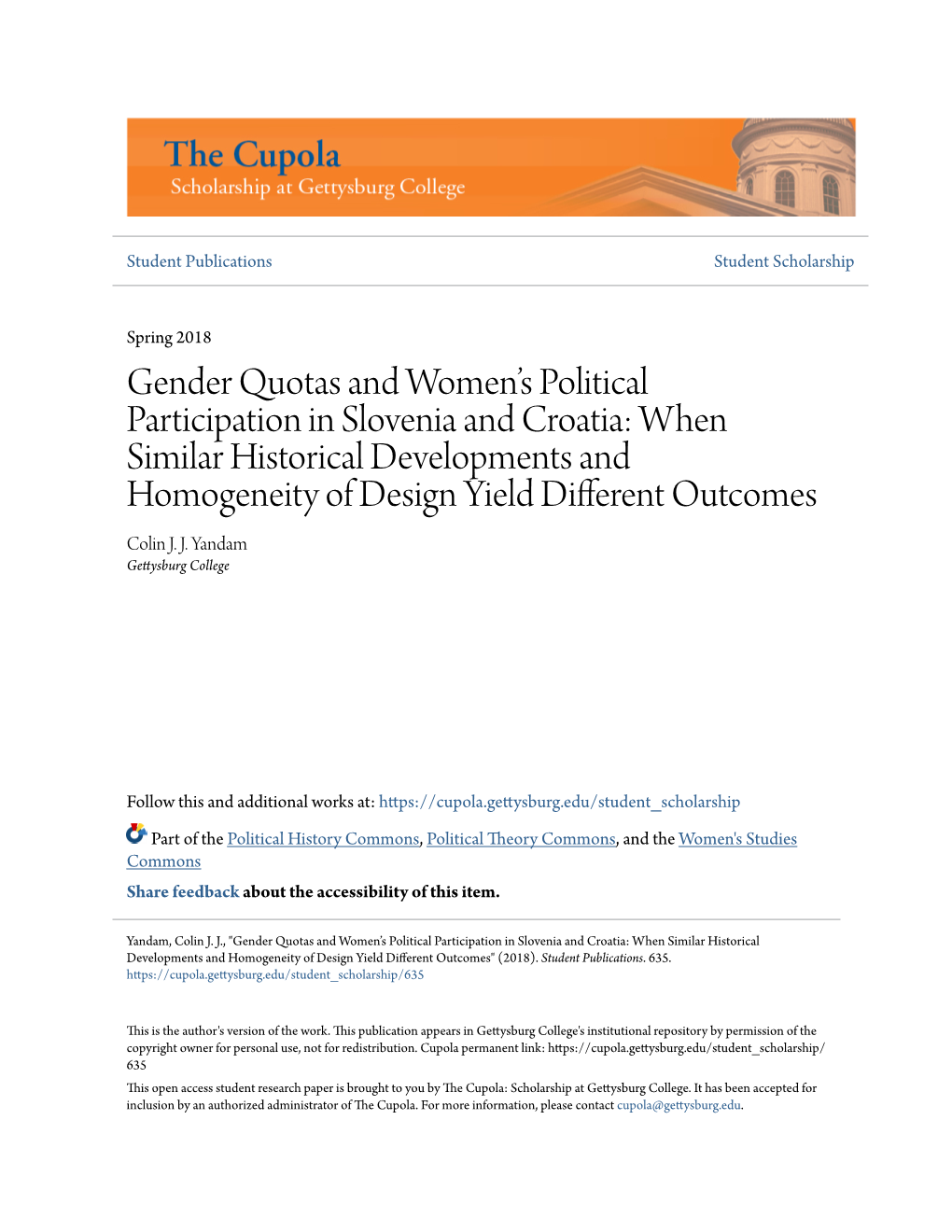 Gender Quotas and Women's Political Participation in Slovenia and Croatia